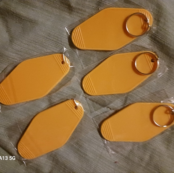 keychain Orange Yellow Label 5 pcs Motel Hotel Sublimation Blank - Picture 2 of 5